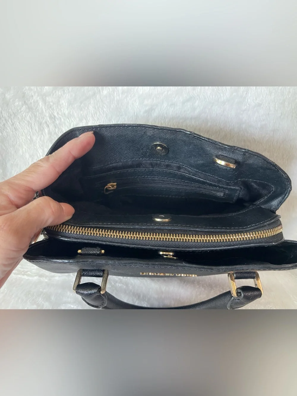 Michael Kors  handbag or Crossbody black leather purse  gold hardware